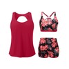 Tankini Swimsuits with Shorts - 3 Piece Athletic Tankini Bathing