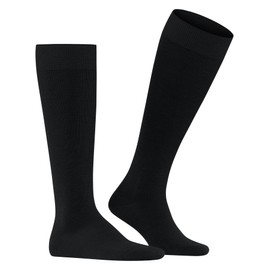 FALKE Lufthansa Travel & Comfort Men's Energizing Wool Knee Socks Breathable Climate Regulating Odour-Inhibiting Wool Compression Socks Elegant for Travel Long Standing Flights 1 Pair, Black (Black