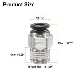 QUARKZMAN 5 Stück Pneumatik Steckverbinder, Schlauchverbinder 5/32" Rohr OD x 1/8" NPT Gewinde Männlicher Gerader Schnellsteckverbinder Push to Connect Fittings für Bremssysteme, Schwarz