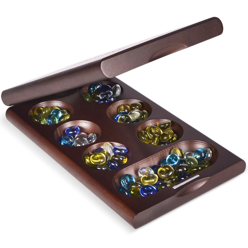 VAMSLOVE Wooden Mancala Board Game with Magnetic Lock / 48+8