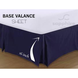 Sapphire Collection PLAIN DYED POLY COTTON PLEATED PLATFORM BASE VALANCE SHEETS (Double, Navy Blue)