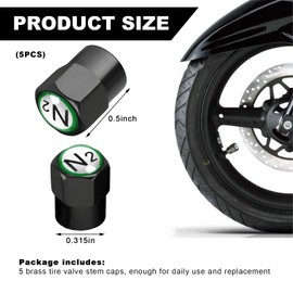 DXNQ 5 PCS Brass Tire Valve Stem Caps, Durable Chrome Plated Brass Tire Valve Stem Caps N2 Nitrogen Sign Logo on The Top, Metal Dustproof Tire Valve Covers with N2 Logo, Car Accessories (Black+White)