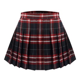 Happy Cherry Mädchen Plaid Faltenrock kurz Gefaltete Röcke Plissee Tennis Minirock Schuluniform A-Linie Faltenröcke