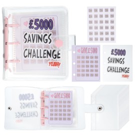 PATIKIL 5000 Pounds Savings Challenges Book, Money Saving Binder with 25 Pages Reusable Budget Envelope Cash Envelopes for Budgeting Financial Planner Office Business, Pink
