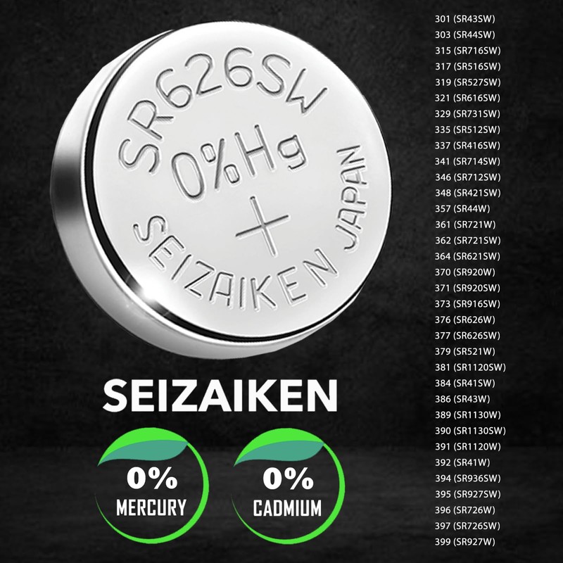 Seizaiken 371 SR920SW 1.55V 0% Hg Silver Oxide Watch Battery