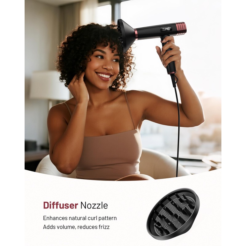 Hair Dryer with Diffuser, Dual Voltage Travel Blow Dryer,0.77 lb
