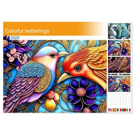 Colorful chirping (Monthly Wall Calendar 2025 16.5" x 23.4" (open)), CALVENDO 14 Month Calendar
