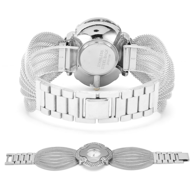 Flower Shape Dial Women Watch Wide Mesh Belt Quartz Elegant