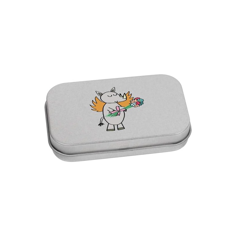 Azeeda 80mm 'Floral Rhino' Metal Hinged Tin/Storage Box (TT00225677)