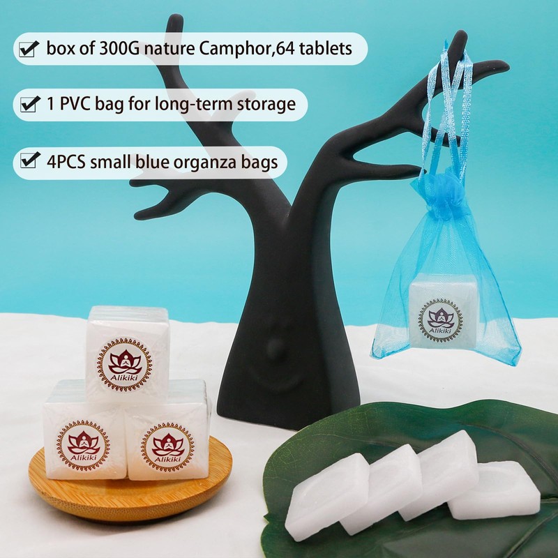 300G 64-Tablets Pure Camphor Blocks - 100% Natural Camphor Cubes