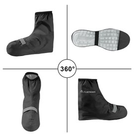 flintronic Waterproof Shoe Covers Non-Slip, Reusable Cycling Shoe Covers, Bicycle Gaiters Overshoes, Adjustable Rain Cover Shoe Covers with Reflectors for Motorcycling Cycling Walking Outdoor