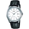 Casio Watch, Collection, Genuine Leather, Analog, Genuine Leather, black/white (date),