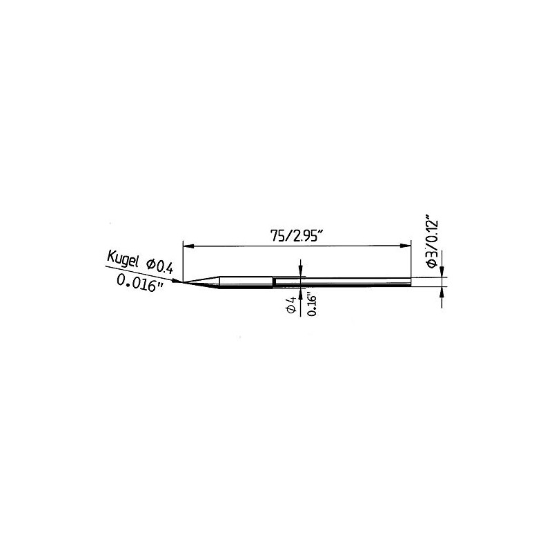 Tip Welding Pencil Tip 212 BD LF Size 0.4 mm