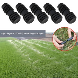 OTOTEC 20 Pcs 1/2 Inch Soaker Leaky Porous Hose Pipe End Bung for 15-16mm OD 13.2mm ID Garden Irrigation Systems Watering Equipments Gardening Black