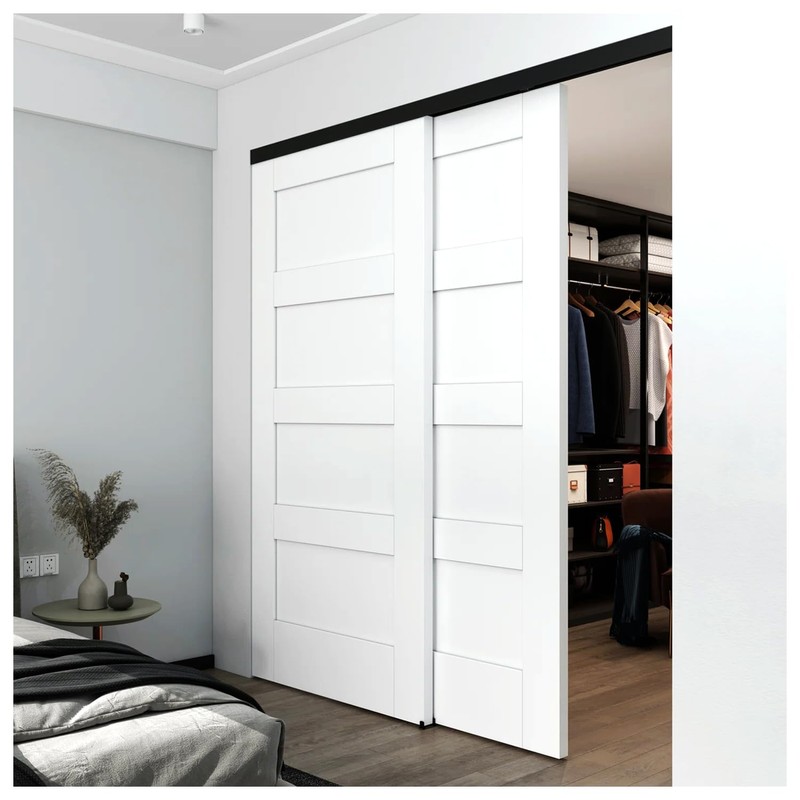 Nuk3y Bypass Sliding Door Hardware Soft Close with Finger Pulls