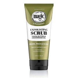 Softsheen-Carson Magic Men's Exfoliating Face Scrub and Cleanser with Cocoa Butter and Cedarwood Oil, For Beard, Skin and Scalp, 6.8 fl oz
