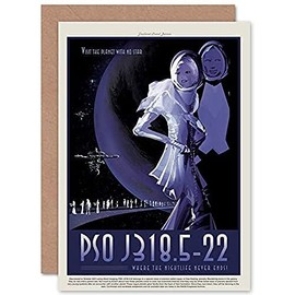 Artery8 PSO J318.5-22 Nightlife Never Ends NASA Space Tours Travel Sealed Greeting Card Plus Envelope Blank inside