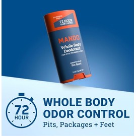 Mando Desodorante de Cuerpo Entero para Hombre - Barra Sólida Suave - Control de Olor A 72 Horas - Libre de Aluminio, Libre de Bicarbonato de Sodio, Seguro para La Piel - 2.6 Onzas(Paquete de 2) - Pro