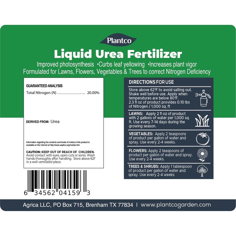 Liquid Urea Fertilizer with Seaweed | 20-0-0 Sprayable Nitrogen Fertilizer