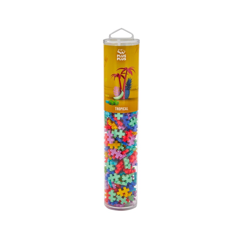 Plus-Plus 9604261 Ingenious Construction Toy, Tropical, Creative Building Blocks Tube,