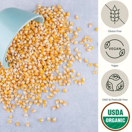 Yellow Organic Popcorn Kernels (2.8 lb) Be Still Farms - Hulless Uncooked Corn Bulk Great for Movie Night - Healthy Microwave Snacks Ideal for Popping - USA Grown | USDA Certified | Vegan | Non-GMO