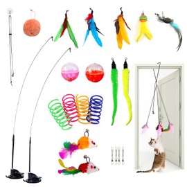 Lopnord Interactive Cat Toy with Suction Cup for Self-Activity - Includes Mouse and Feather Toys for Cats
