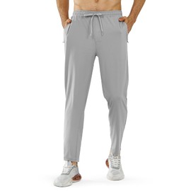 NORTHYARD Men’s Athletic Track Pants Sweatpants with Zipper Pockets Workout Gym Jogger Pants Open Bottom LIGHTGREY 3XL