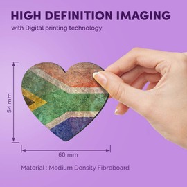 1 x Heart MDF Magnets - Rustic South Africa Flag African Vintage 24227