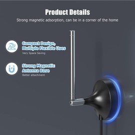 FM/DAB+ Radio Rod, Ancable DAB+/FM/FM Indoor Antenna with 2 Adapters for Stereo Radio Reception, Portable Radio Tuner and HiFi Receiver (Black)