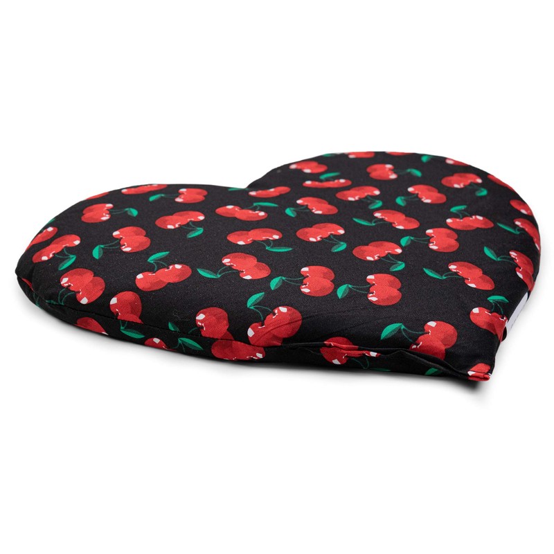 Grain cushion heart approx. 30 x 25 cm cherry black
