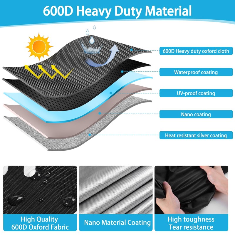 Motorcycle Cover Waterproof Outdoor,600D Heavy Duty Motorcycle Cover,Nano Coating with