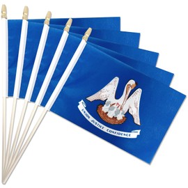 Pack of 20, Handheld Louisiana Flags 5x8 Inch - Small State of Louisiana LA Flags on Wood Sticks with Spear Top, Mini Louisianian Flag for Elections, Patriotic Decoration, Independence Day Celebration