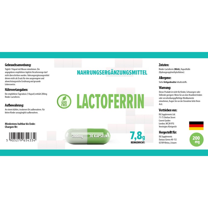 Grace nnvg Hepatica Lactoferrin 200mg 30 Capsules, 3rd Party Lab