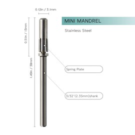 HYTOOS Small Mandrel Bit, Professional 3.1mm Mini Mandrel Bit for Small Sanding Band Files, Stainless Steel Sanders Drill Bit, Manicure Art Electric Drill File Tool