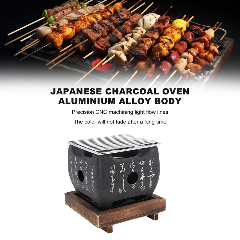 Charcoal Grill, Aluminum Alloy Even Heat Distribution Japanese Style BBQ