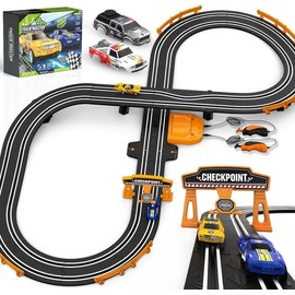 Fuwidvia Slot Car Race Track Sets for Boys, Race Car Track with 2 High-Speed Slot Cars, Battery or Electric Car Track, Dual Racing Game Lap Counter Track Sets, Toys Gifts for Boys Girls Ages 4 5 6 7 8-12 - Colour: A64-18A