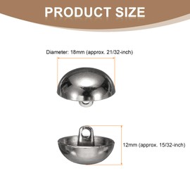 HARFINGTON 5pcs Half-Domed Metal Sewing Buttons, 18mm / 21/32" Half Round Mushroom Pearl Cap Metal Buttons with Shank for Blazer Suit, Coat, Jacket Cloth Garment Decoration, Gunmetal