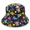 Retro 80s 90s Bucket Hat for Women Men Teens, Black