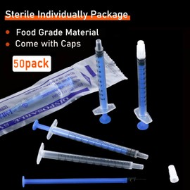 50 Stück 1ml Spritzen mit Sicherheitsverschluss, Einwegspritze ohne Nadel für präzise Flüssigkeitsmessungen, Lagerung, Experimente, für Kleintierfütterung, Kolostrum Spritze