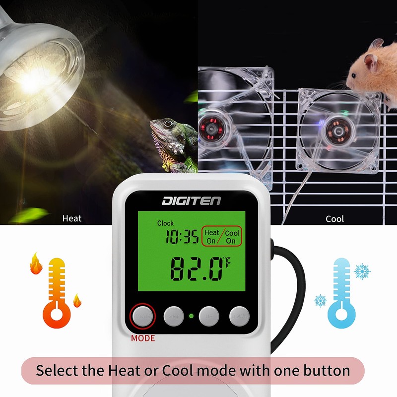 Digital Day-Night Thermostat, 15A Day-Night Temperature Controller, Support Heating/Cooling Mode,