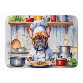 Caroline's Treasures French Bulldog The Chef Memory Foam Kitchen Mat Machine Washable Anti-Fatigue Mat Cushion Comfort Bath Mat or Kitchen Rug