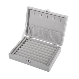 Nideen Velvet Jewellery Box for Ring Necklace, Ring Storage Box Jewellery Ring Display Organiser Earring Necklace Storage Organiser(Grey)