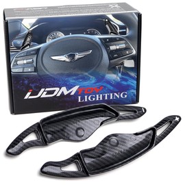 iJDMTOY Twill-Weave Carbon Fiber Pattern/Style Larger Paddle Shifter Extensions Compatible with Hyundai 2018-2022 Genesis G70, 2020-2023 Sonata, 2021-2023 Elantra, 2022-23 Tucson