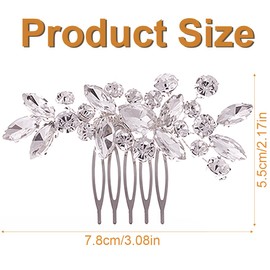 LAKJUOZ Bridal Wedding Hair Comb Crystal Hair Accessories, Bridal Hair Combs Silver Bridal Hair Pieces Crystal Headpiece Wedding Hair Accessories for Women and Girls (Silver)