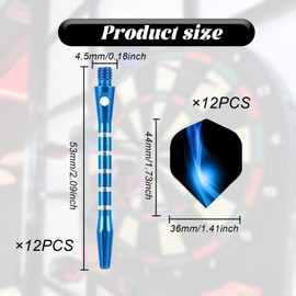 Gaaines Darts Stems and Flights, Dart Flights and Stems Sets, 12 Pack Universal Metal Dart Flights and Stems, Assorted Dart Accessories Kit, Thread Throwing Fitting Shatter-Resistant (4 Colors)