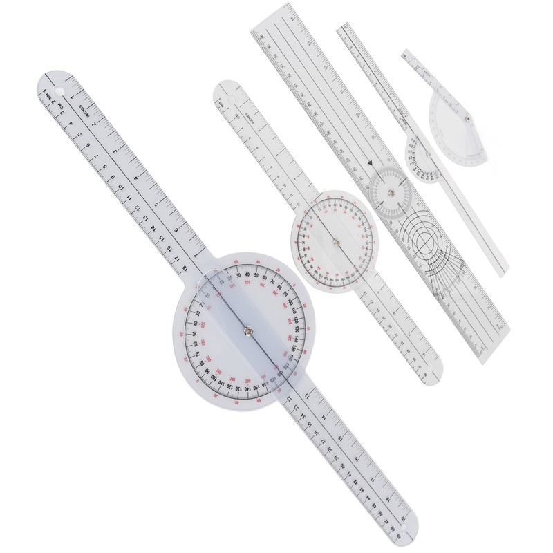 5Pcs Medical Goniometer Transparent Plastic Multifunction Joint Goniometer Set Kit