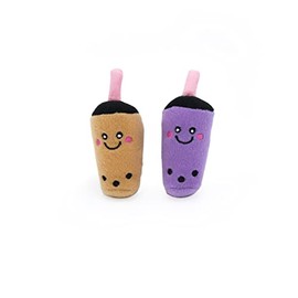 ZippyClaws NomNomz - Milk Tea & Taro Catnip Toy, Cute Cat Toys for Kittens & Indoor Cats, Funny Plush Cat Toy Gifts, Small Novelty Kitty Toys for Bored Cats