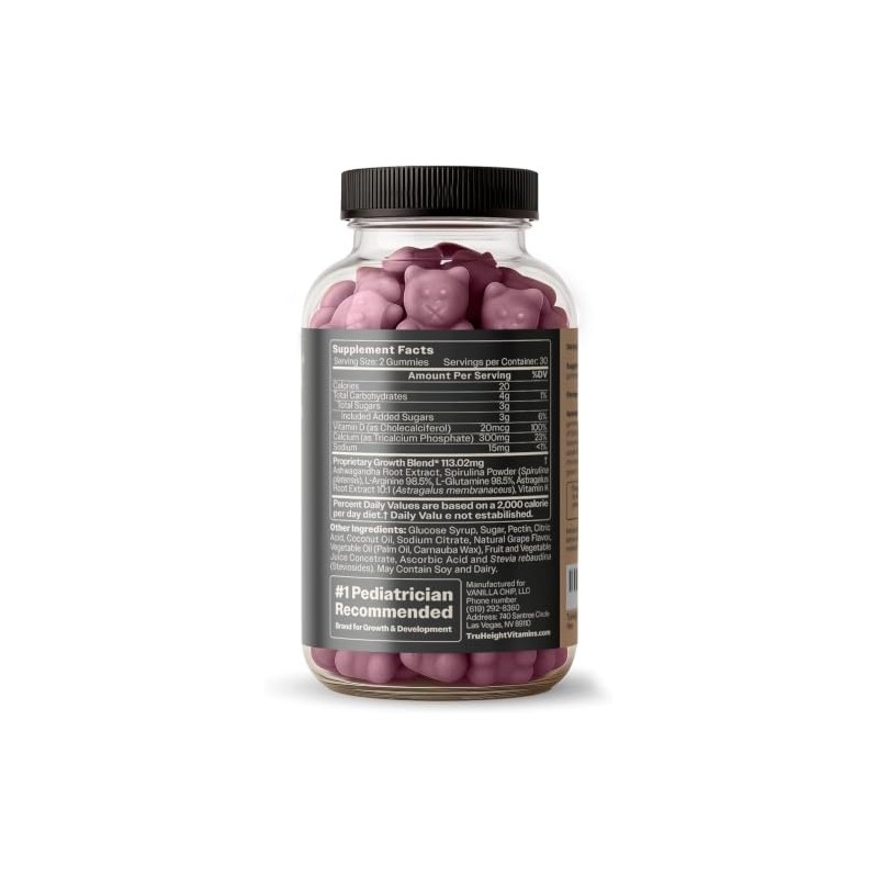 TruHeight Growth Gummies for Natural Growth | Ages 5+ Grape,