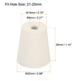 sourcing map Rubber Conical Plug 19 mm to 25 mm with 8 mm Hole Test Tubes Plugs White for Lab House Pack of 5