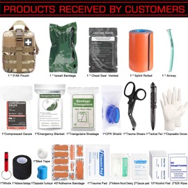 Ifak Trauma Kit, 74 Piece Upgrade Tactical First Aid Supplies, Molle Ifak Pouch Rip Away Refill Supplies for Survival Camping Hiking Travel